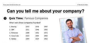 Can you tell me about your company? (part 1)
