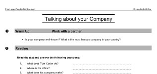 Talking about your Company (part 1)