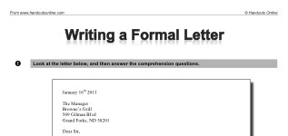 Writing a Formal Letter (part 1)
