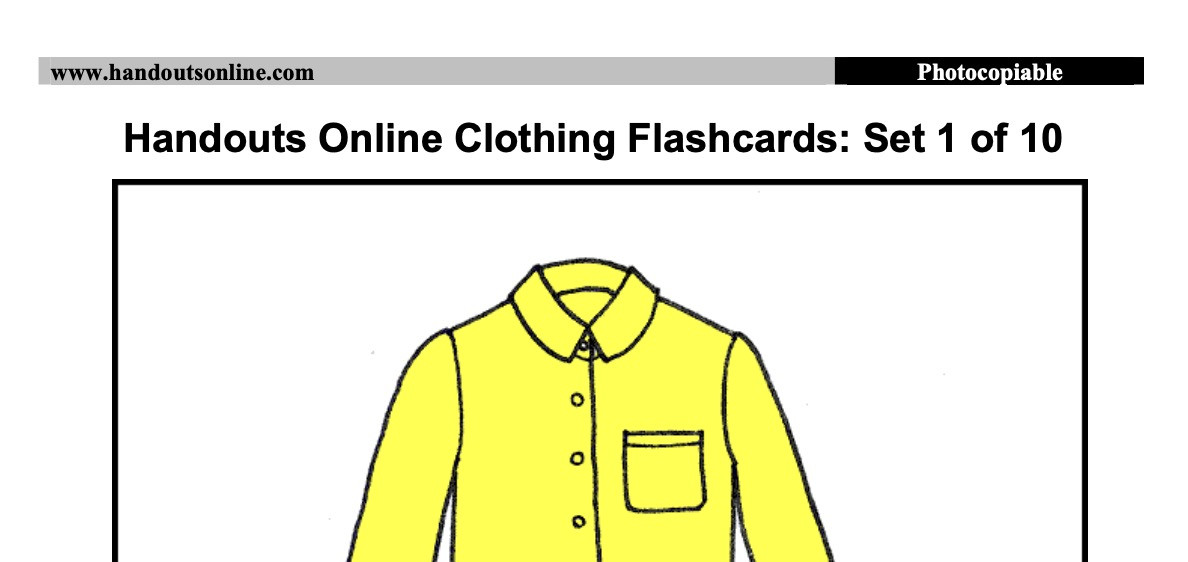 Clothing Flashcards (Large) (part 1)