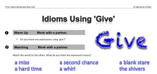 Idioms using 'Give' (part 1)