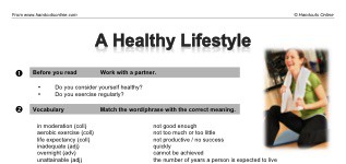 A Healthy Lifestyle (part 1)