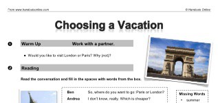 Choosing a Vacation (part 1)