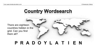 Country Wordsearch (part 1)